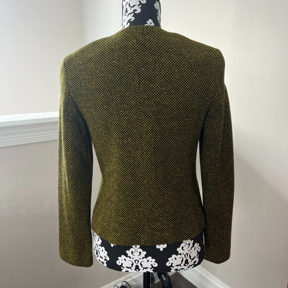 Vintage Wool & Cashmere Yellow Printed Collarless Jacket - Picture 7 of 7